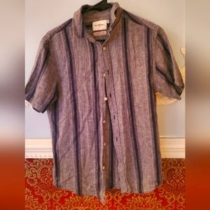 Goodfellow blue striped linen button-up t-shirt  size small